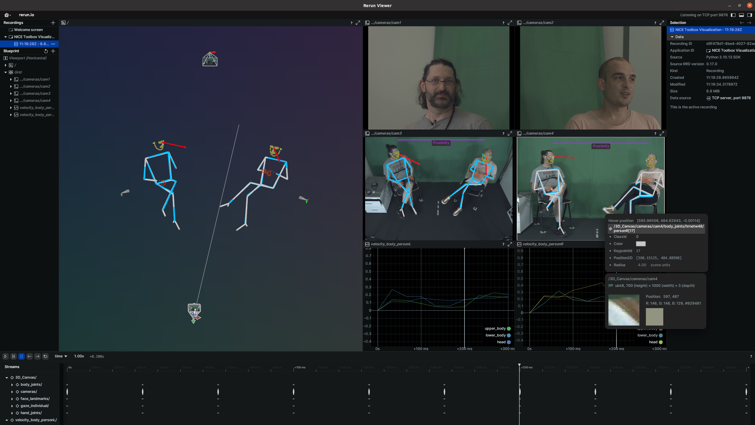 Visualization example in Rerun